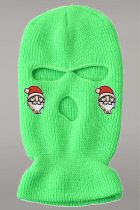 Sombrero de retazos ahuecado de Papá Noel con bordado vintage de calle verde fluorescente