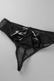 Svarta sexiga solida lapptäcken Genomskinliga rygglösa underkläder