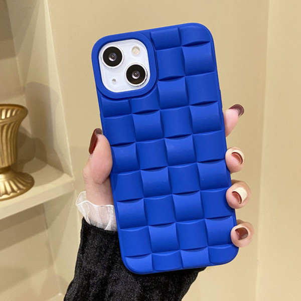 Capa de telefone de patchwork sólida casual azul