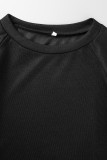 Schwarze, lässige, gestreifte Patchwork-Kleider mit O-Ausschnitt und A-Linie