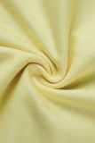 Tops décontractés jaunes à col à capuche patchwork imprimé rue