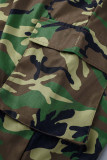 Camouflage Casual Straat Camouflage Print Patchwork Grote maat