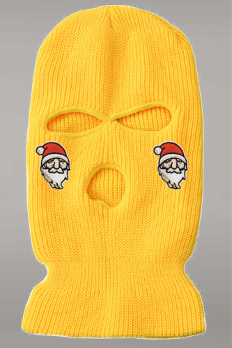 Желтая улица Винтажная вышивка Санта-Клаус выдалбливал лоскутную шляпу