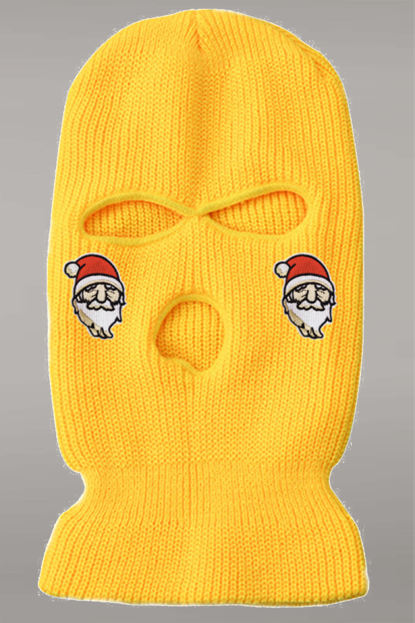 Sombrero de retazos ahuecado de Papá Noel con bordado vintage de calle amarilla