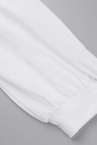 ブラック ホワイト カジュアル ソリッド パッチワーク コントラスト Vネック ロングスリーブ プラスサイズ ドレス