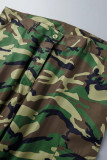 Camouflage Casual Street Camouflage Print Patchwork Plus Size