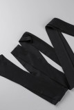 Noir Blanc Décontracté Solide Patchwork Contraste V Cou Manches Longues Plus La Taille Robes