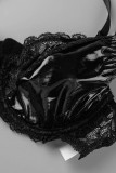 Zwarte sexy stevige patchwork doorzichtige rugloze lingerie