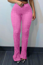 Розовые уличные однотонные однотонные лоскутные узкие брюки с высокой талией и динамиком в стиле пэчворк