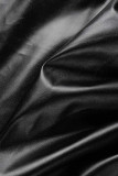 ブラック セクシー ソリッド パッチワーク 非対称 ストラップレス ワンステップ スカート ドレス