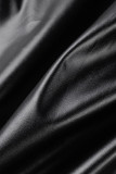 Zwarte sexy effen patchwork asymmetrische strapless eenstaps rokjurken