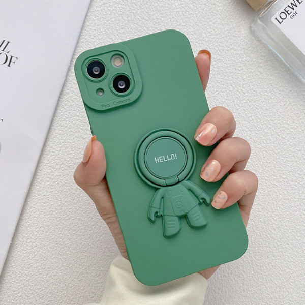 Custodia per telefono decorativa con accessori in metallo patchwork con stampa casual verde