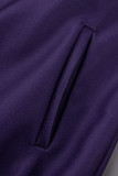 Cappotto cardigan con fibbia patchwork con stampa casual viola
