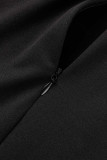 Черный Повседневная спортивная одежда Твердые лоскутные комбинезоны с круглым вырезом больших размеров