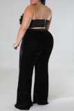 Rose Purple Casual Solid Patchwork Plus Size Trousers