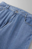 Jeans taglie forti casual strappati casual blu chiaro