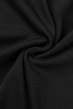 Nero casual solido patchwork balza colletto con cerniera manica lunga due pezzi