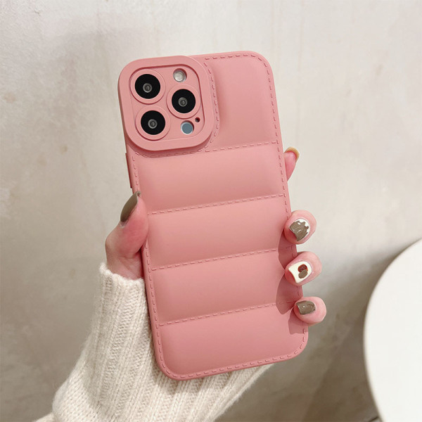 Capa de telefone de patchwork sólido rosa casual