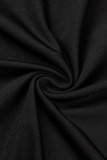 Macacões esportivos casuais pretos de patchwork sólido decote oco