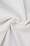 Witte sexy formele effen pailletten patchwork backless O-hals jurken met lange mouwen