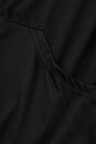 Due pezzi manica lunga colletto con cappuccio patchwork stampa casual nero