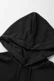 Черный сексуальный повседневный сплошной лоскутный прозрачный воротник с капюшоном с длинным рукавом из двух частей