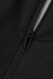 Черный сексуальный пэчворк Горячая дрель с V-образным вырезом и длинным рукавом из двух частей