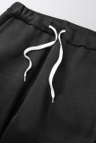 Светло-серый Повседневный Однотонный Пэчворк Воротник с капюшоном Длинный рукав Из двух частей