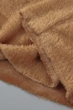 Gola com capuz marrom casual patchwork sólido manga longa duas peças
