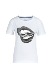 Red Street Basis Lips Printed Patchwork O Neck T-Shirts