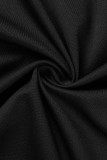 Zíper preto estampado casual patchwork plus size duas peças