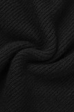 Zwarte casual effen patchwork tops met ritskraag