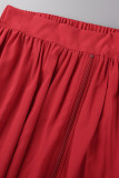 Roter, lässiger, solider Patchwork-Reißverschluss mit hoher Taille, Typ A, einfarbige Unterteile