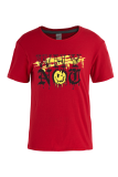 Röda Casual Söt Print Patchwork Bokstaven O-hals T-shirts