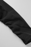 Черные сексуальные однотонные платья в стиле пэчворк с пряжкой и отложным воротником, юбка-карандаш