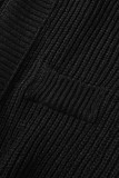 Vêtement d'extérieur à col cardigan décontracté uni en patchwork noir