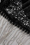 Черные сексуальные однотонные лоскутные прозрачные платья-карандаш на тонких бретелях с горячей дрелью