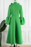 Grünes, elegantes, festes Bandage-Patchwork mit halbem Rollkragen und A-Linien-Kleidern