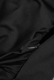ブラック セクシー ソリッド パッチワーク フォールド オブリーク カラー ロング ドレス ドレス