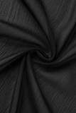 Tops à col de chemise transparents solides décontractés noirs sexy