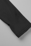 Schwarze, sexy, feste Patchwork-Kleider mit asymmetrischem, schrägem Kragen und Bleistiftrock