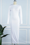 Witte casual effen rugloze coltrui jurken met lange mouwen