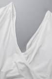 Negro Casual Sólido Patchwork Cuello en V Manga larga Vestidos de talla grande