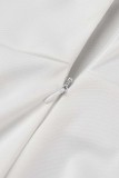 Weiße Mode Sexy Patchwork Hot Drilling ausgehöhlte rückenfreie One-Shoulder-Skinny-Overalls