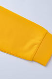 Blusas amarelas com estampa vintage de retalhos letra O decote