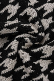Zwart grijs casual patchwork O-hals tops
