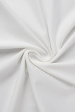 Blanco Casual Sólido Patchwork Cuello en V Manga larga Vestidos de talla grande