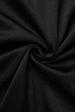 Bandage solide noir sexy évidé robes de jupe crayon col à capuche patchwork