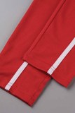 Red Fashion Sportswear Adult Patchwork Solid Patchwork Colletto con cappuccio Manica lunga Manica regolare Corta Due pezzi