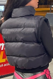 Prendas de abrigo de cuello con cremallera de patchwork sólido de calle negra
